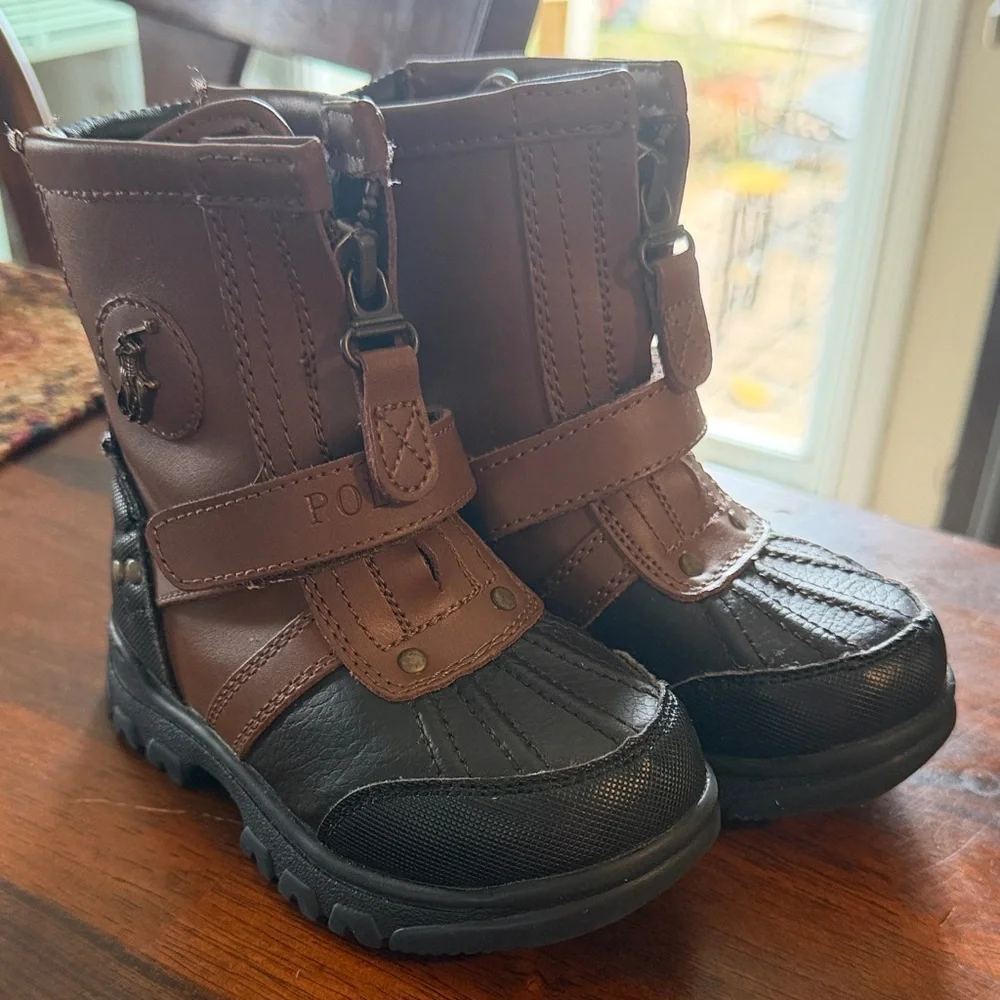 Polo Ralph Lauren Toddler Boys Conquered Hi Boots in chocolate/tan leather